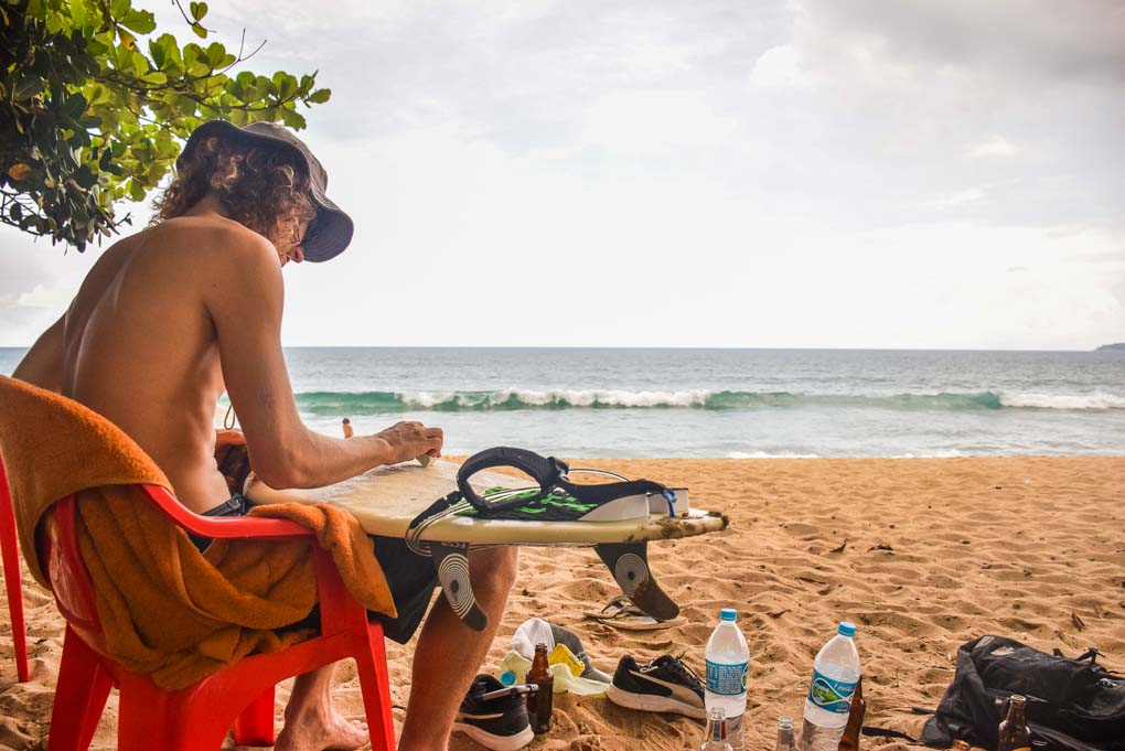 Getting ready for a surf in the south of Brazil