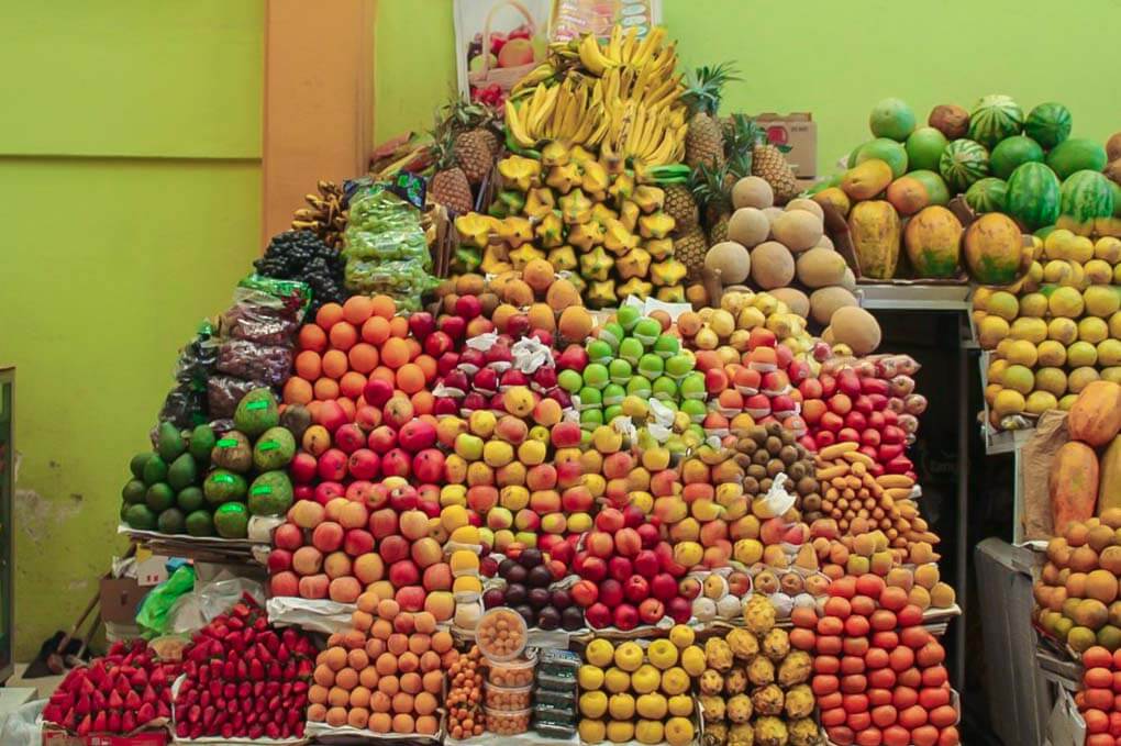 A fruit stand in Mercado Central Quito