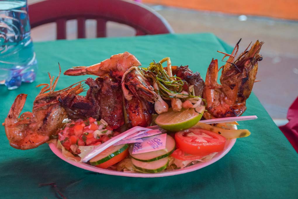 A huge meal at the food market in Juayua on the Ruta de las Flores, El Salvador