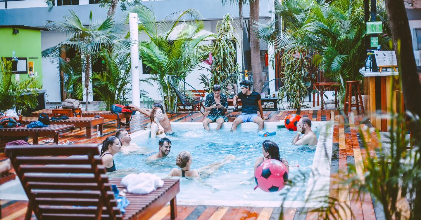 the pool at Hostel Che in Tulum, Mexico