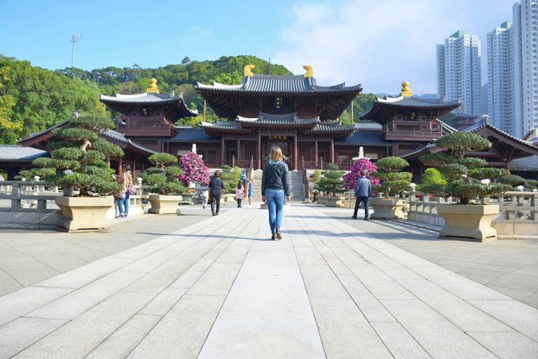 the Nan Lian Gardens while backpacking in Hong Kong