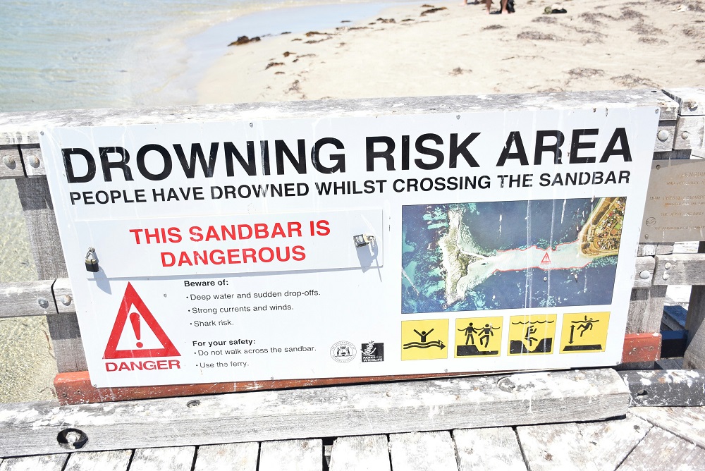 The warning signs on Penguin Island Perth