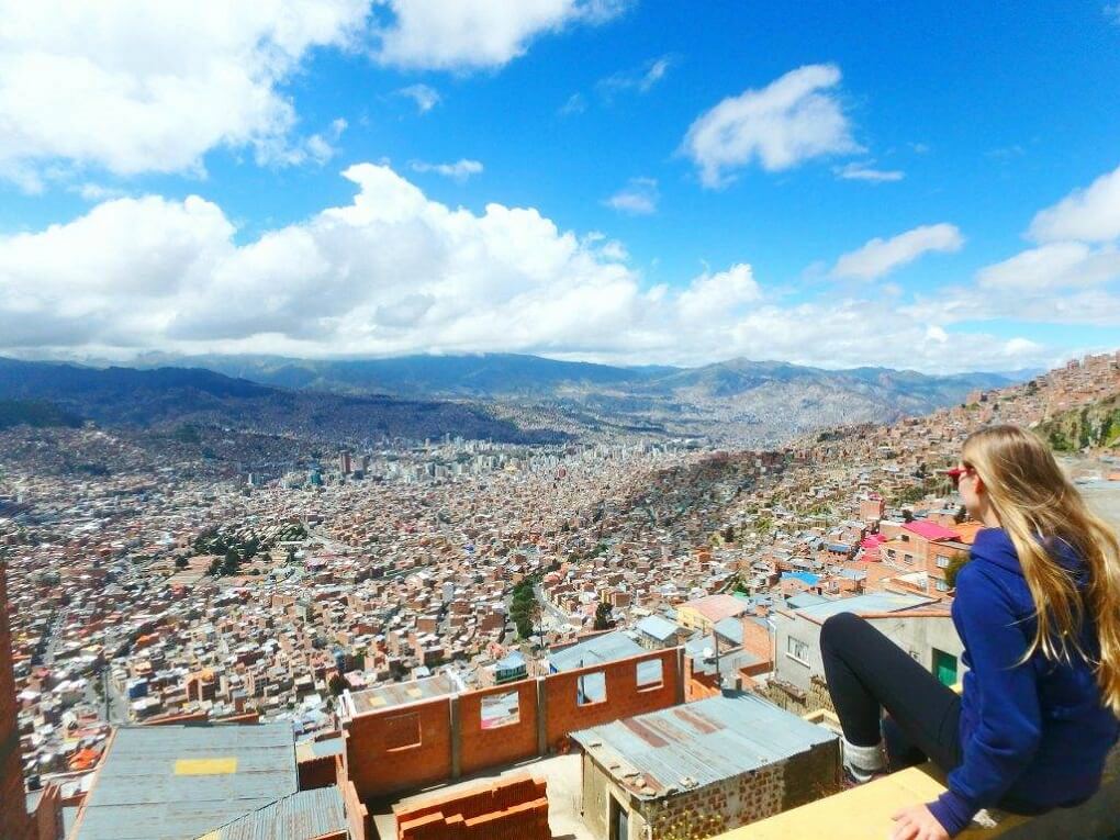 bailey looking out over la paz, bolivia