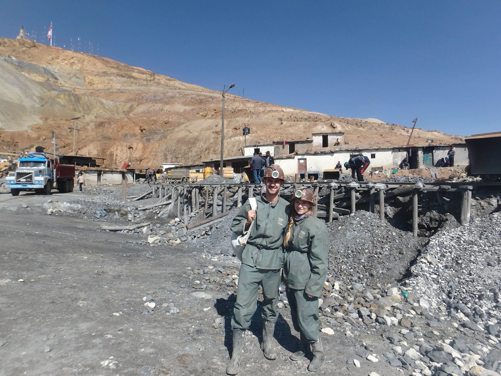 Bailey and Daniel pose for a photo at the Potosi mines