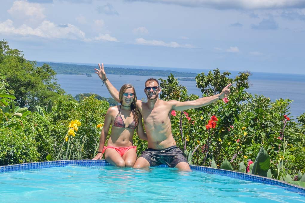 Sitting at a pool on ometepe island