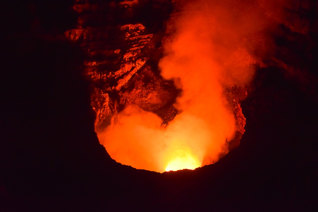 the magma in the masaya volcano, Nicaragua at night