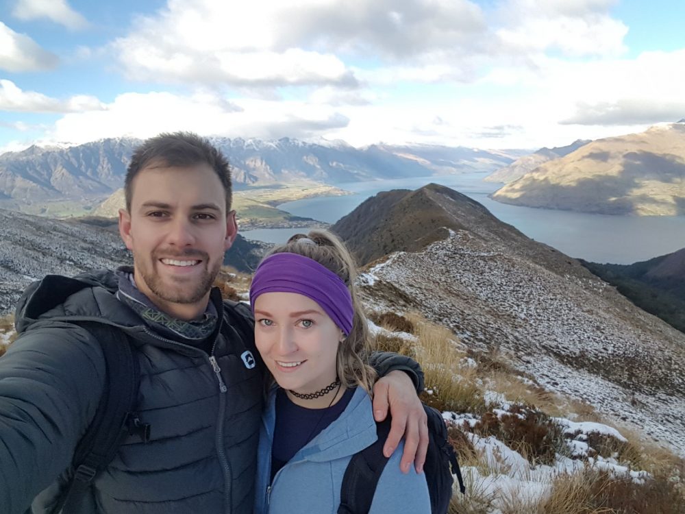 selfie hiking in new zealand