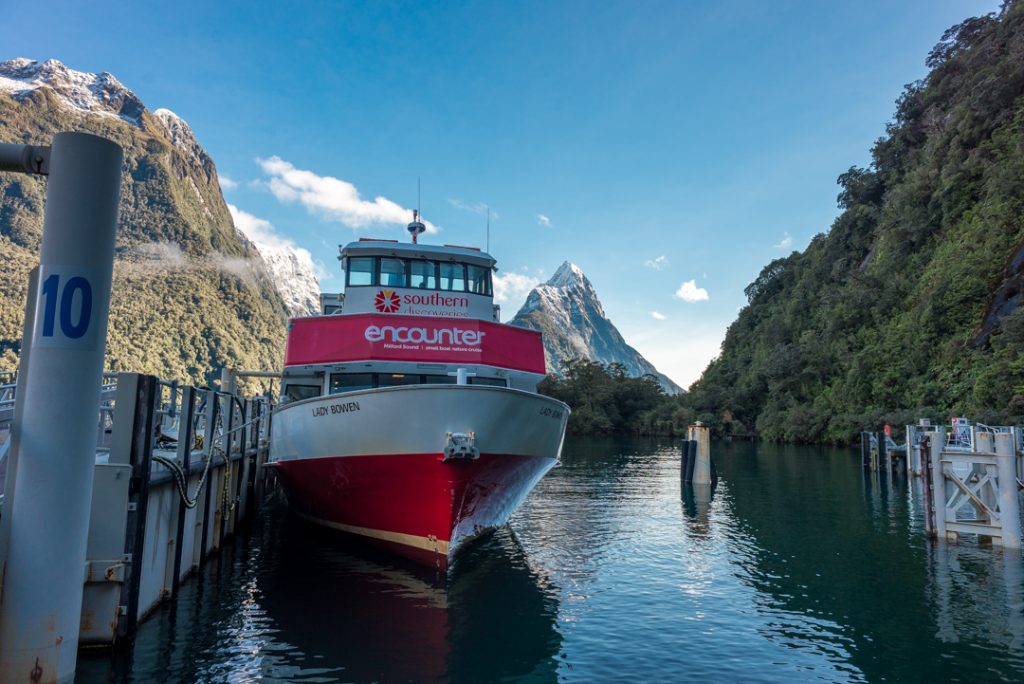 boarding the milford sound boat cruise