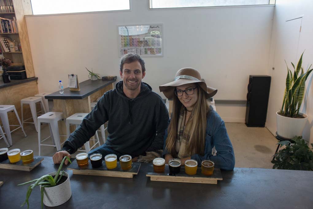 Our tasting paddle at Search Light Brewery