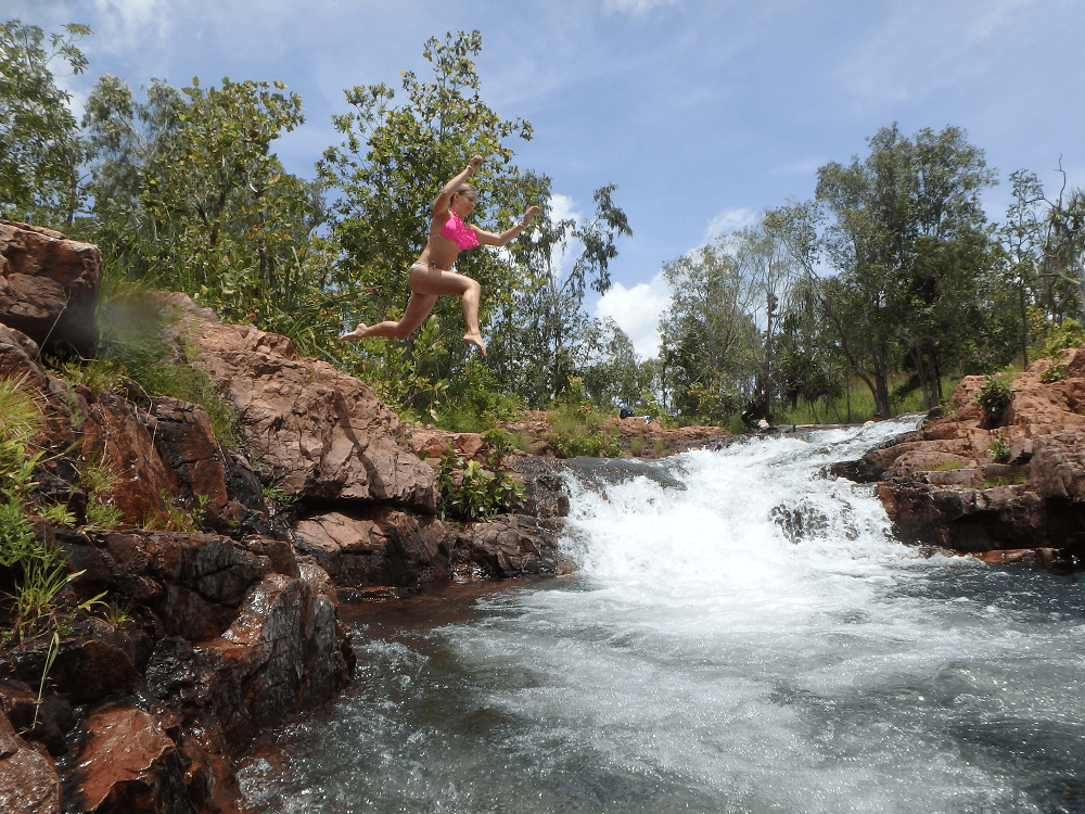 jumping in buley rockhole pools