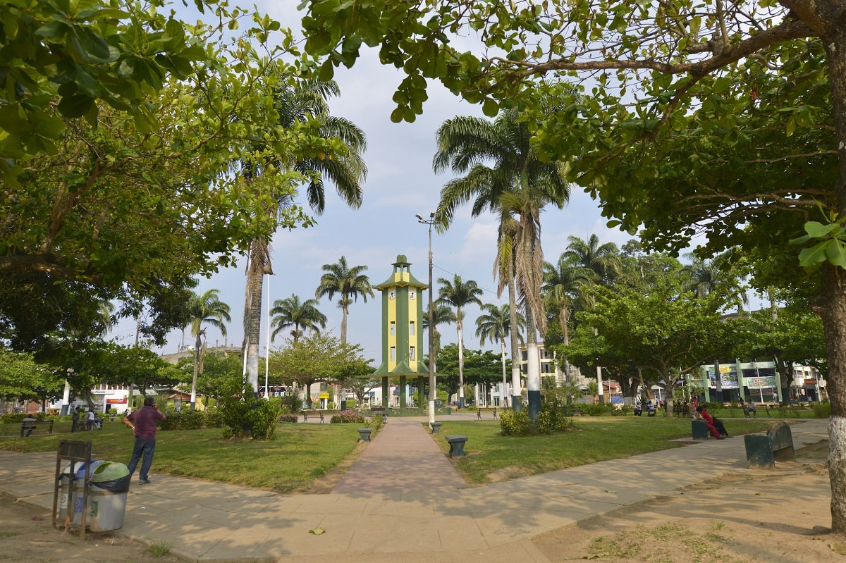the central square in the city of Puerto Maldonado, Peru