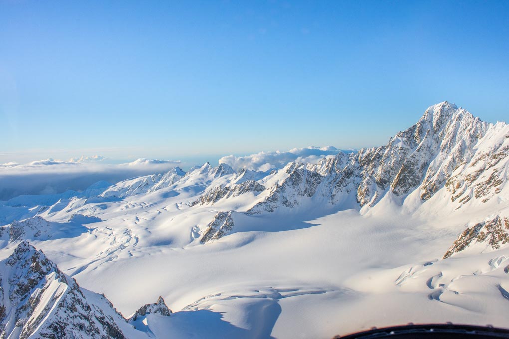 A photo of the west coast from our Mount Cook scenic flight