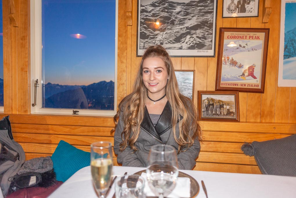 Bailey sitting at the table at heidi's Hut
