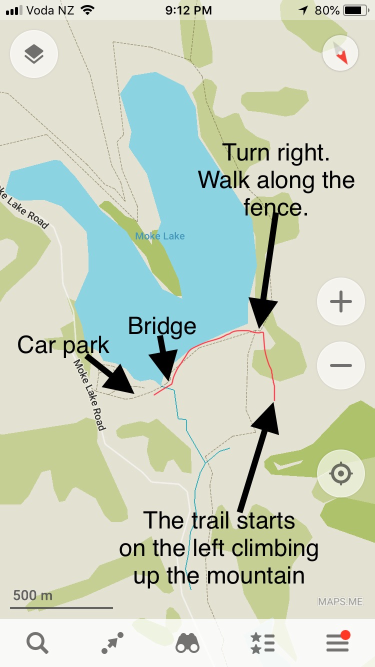 map to the moke lake lookout trail