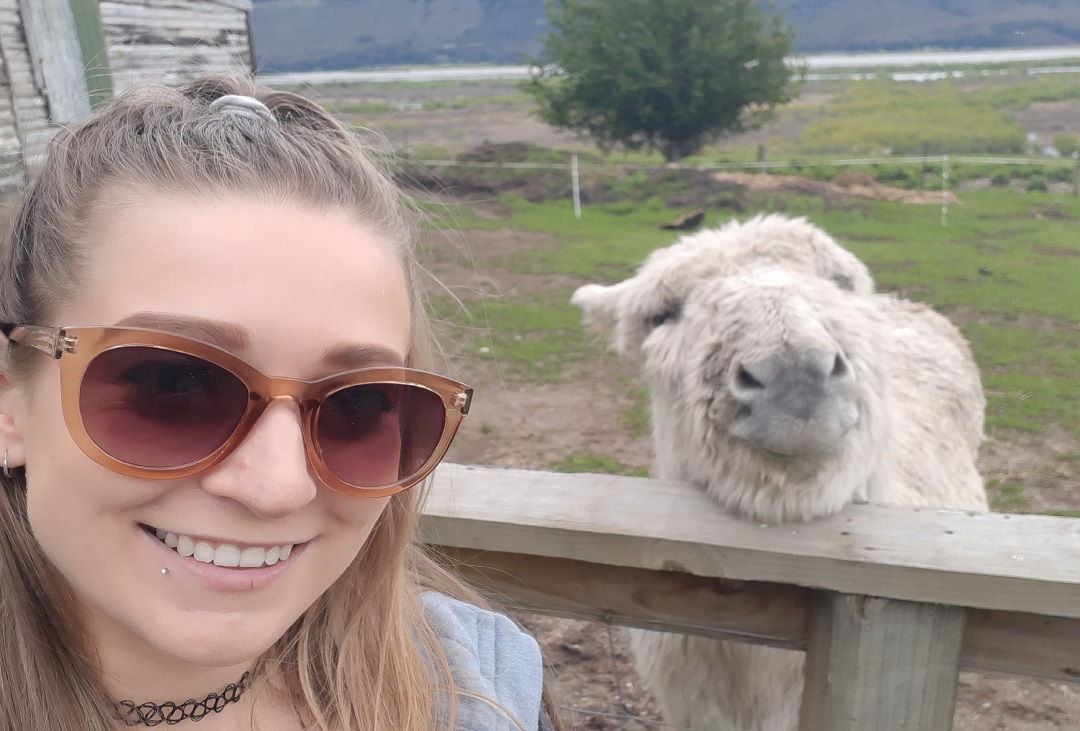 selfie with a donkey at the glenorchy petting zoo