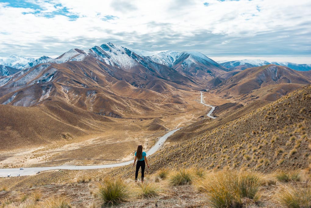 Bailey poses for a photo on Lindis Pass