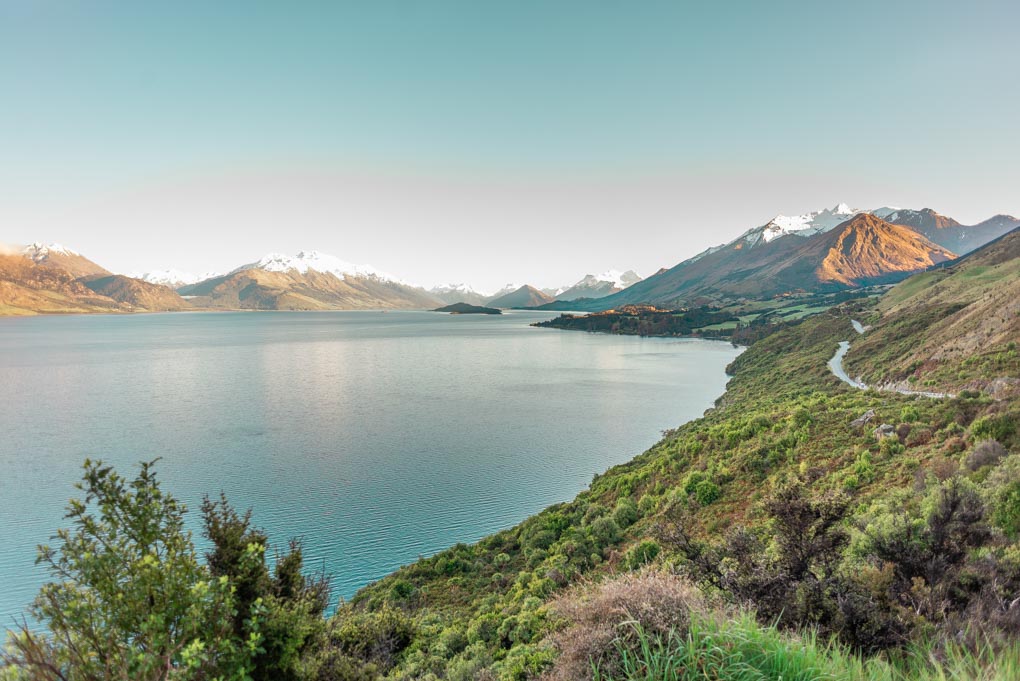 a road just on the outskirts of queenstown heading towards glenorchy