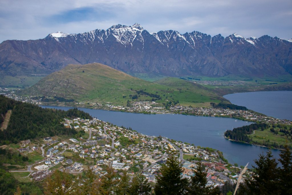 view of queenstown new zealand from above
