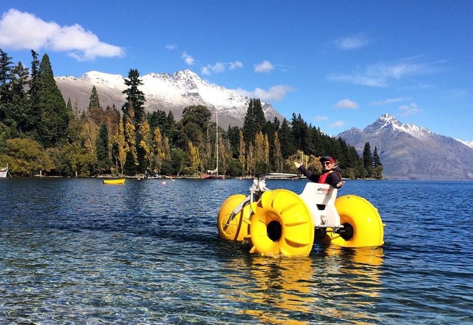 aqua bike in queentown on lake wakatipu