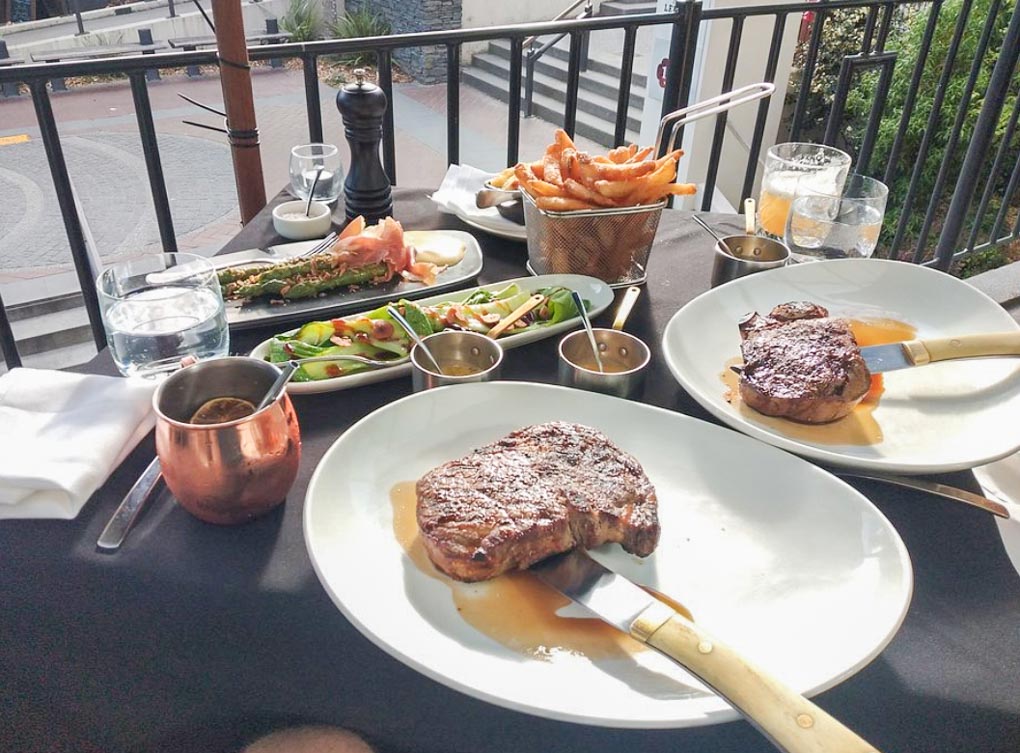 Two steaks and side from Jervois Steak House, Queenstown