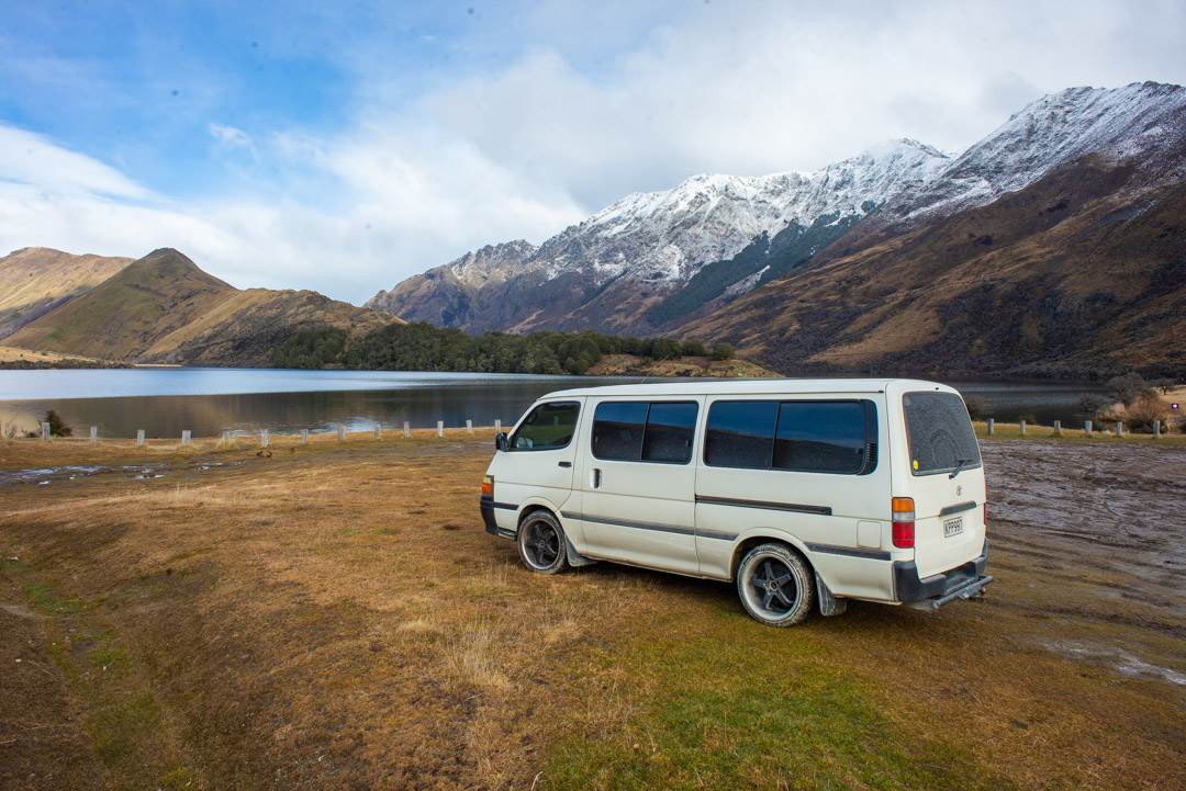 a campervan parked in queenstown new zealand