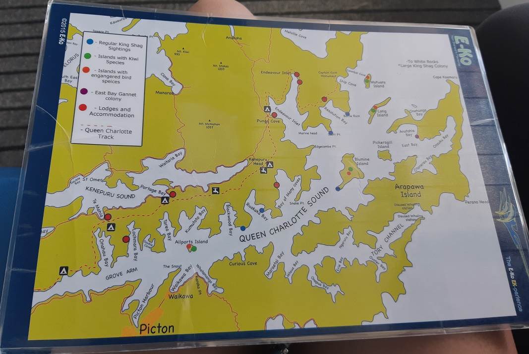 map of the marlborough sounds cruise route