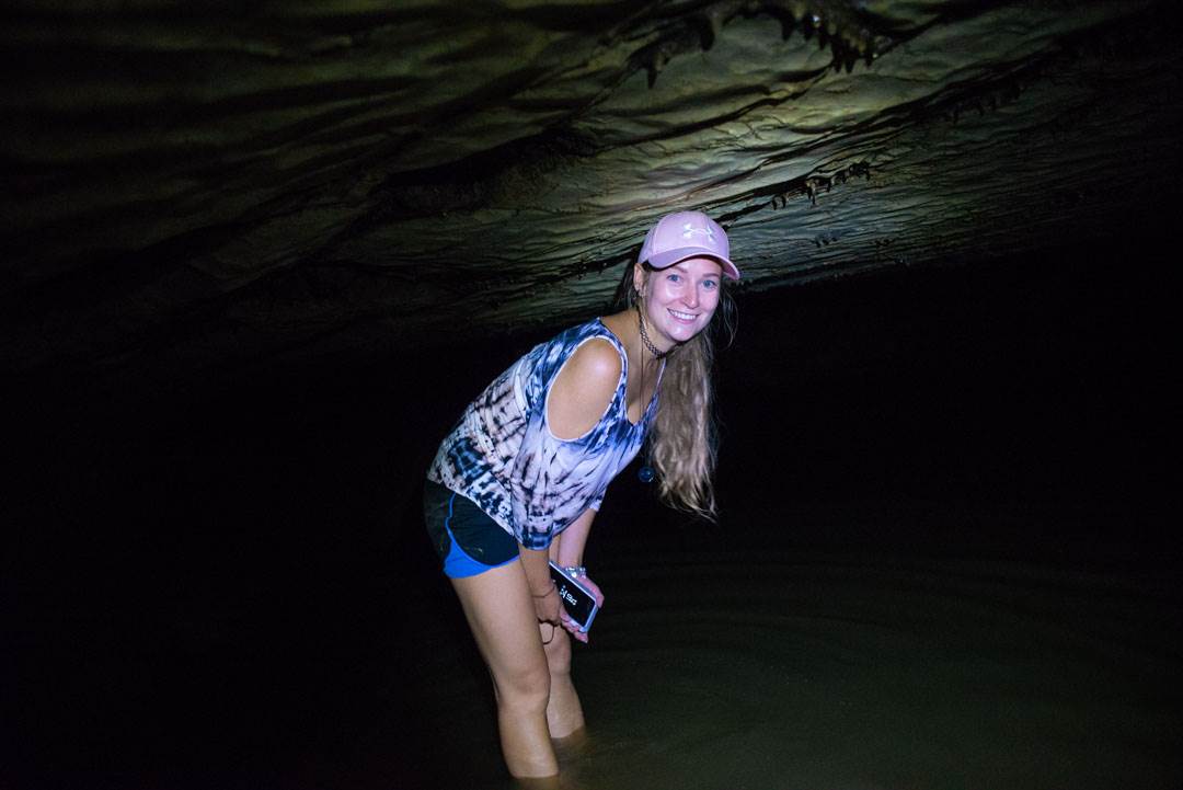Bailey standing in the Waipu Caves, New Zealand