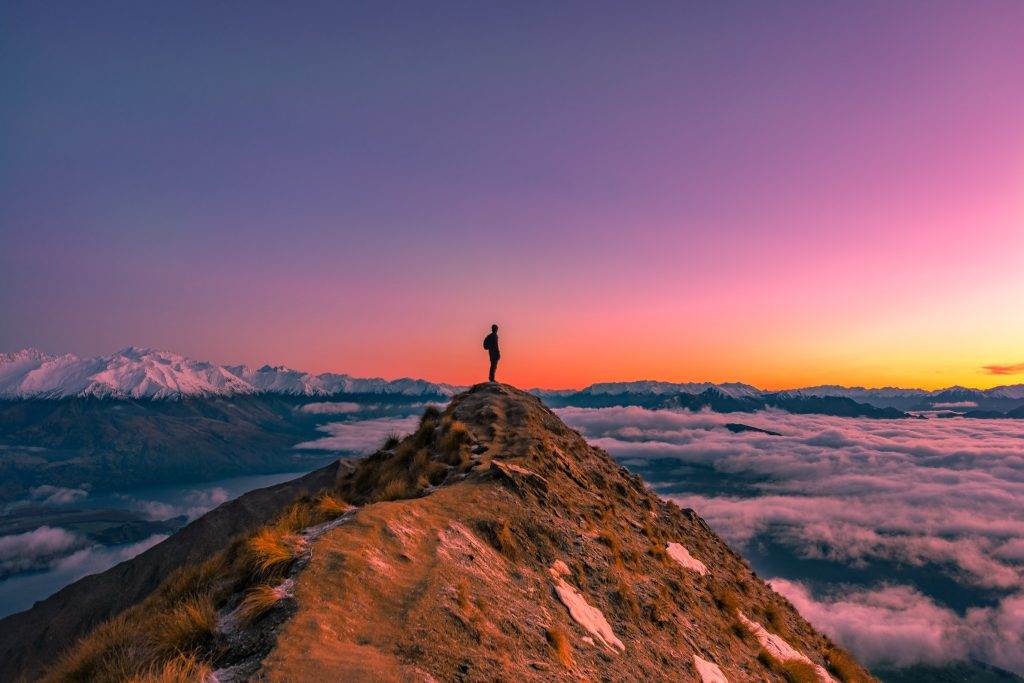 Standing on Roy's Peak at sunrise, Wanaka, New Zealand