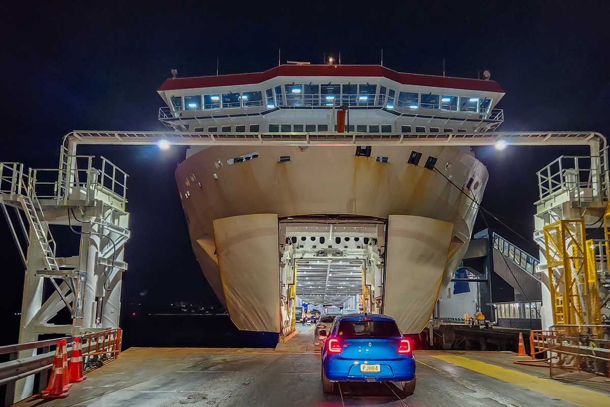 driving a car onto the iterislander ferry in NZ