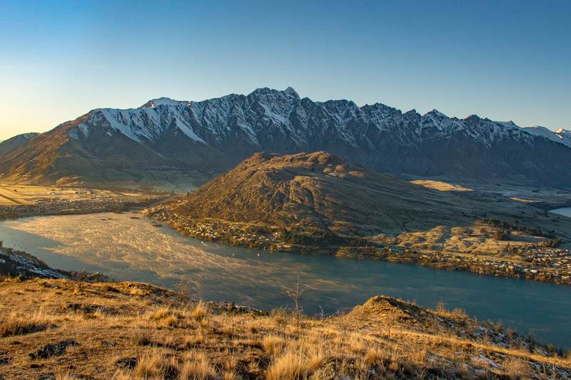 The view from Queenstown hill while hiking in Queenstown, New Zealand