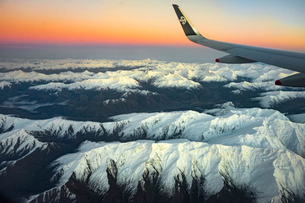 flying into Queenstown over the mountains 