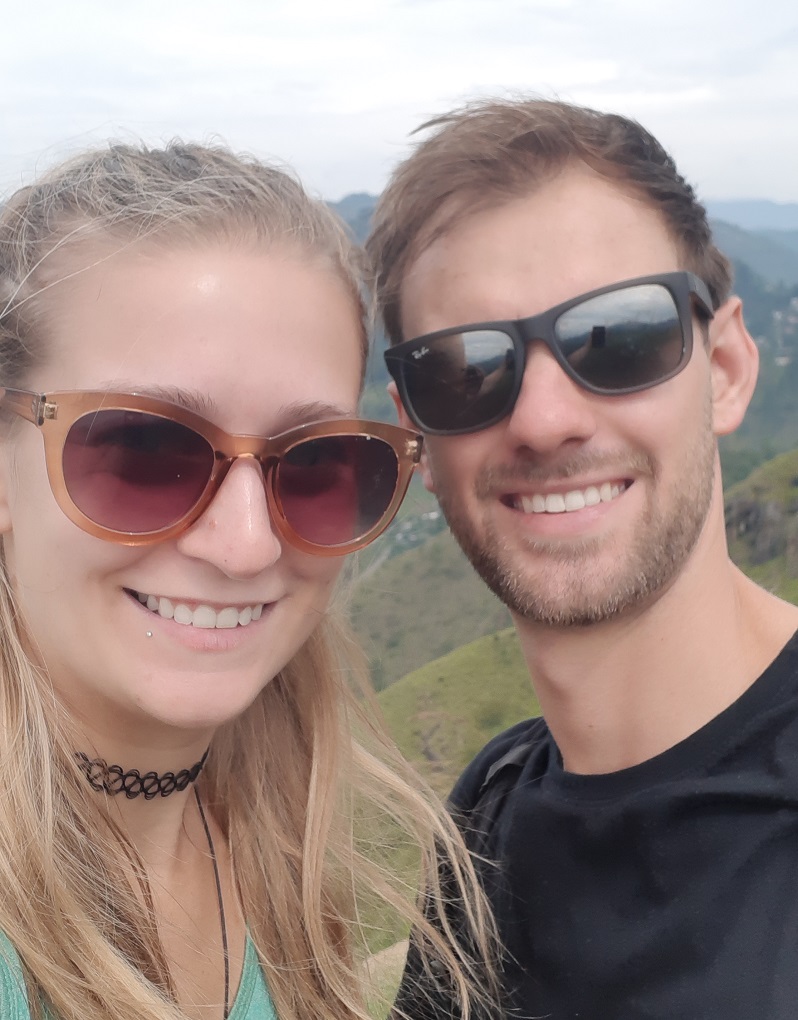 Daniel and Bailey selfie at Little Adam's Peak in Ella, Sri Lanka