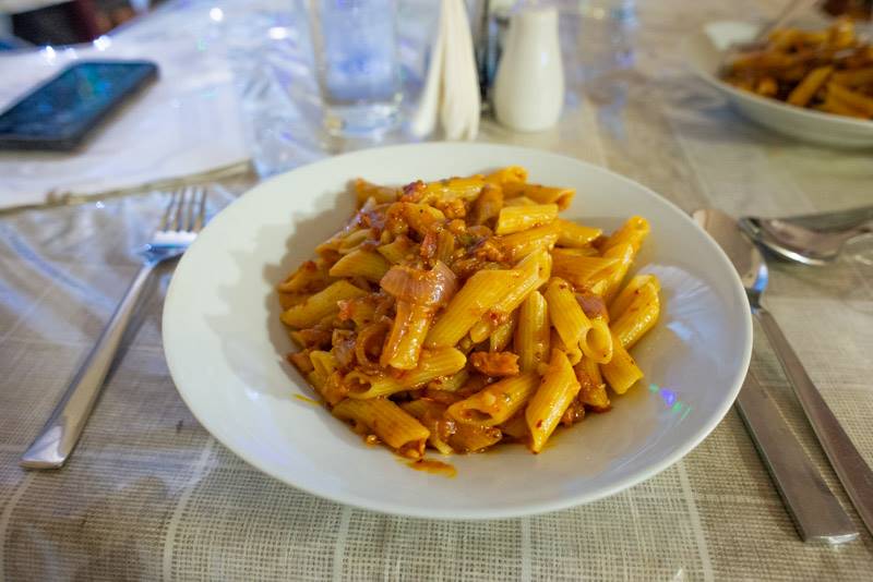 Eating the best pasta at Gomez's Pasta Hut in Trincomalee