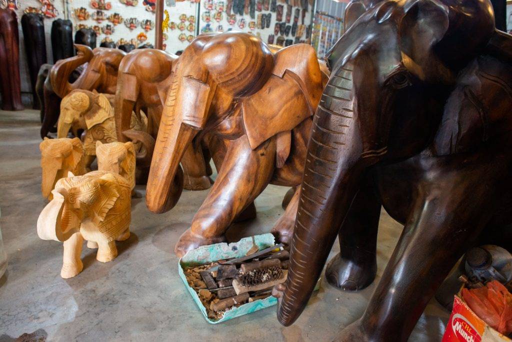 Elephant wood carvings in Sigiriya