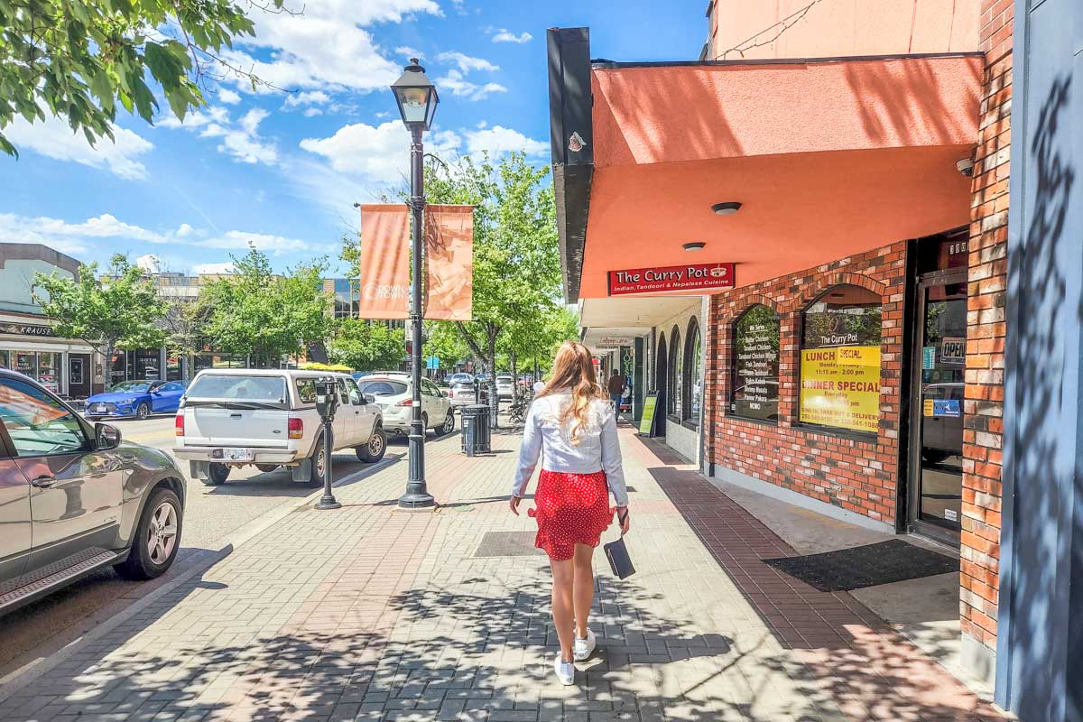 Bailey walks downtown Vernon