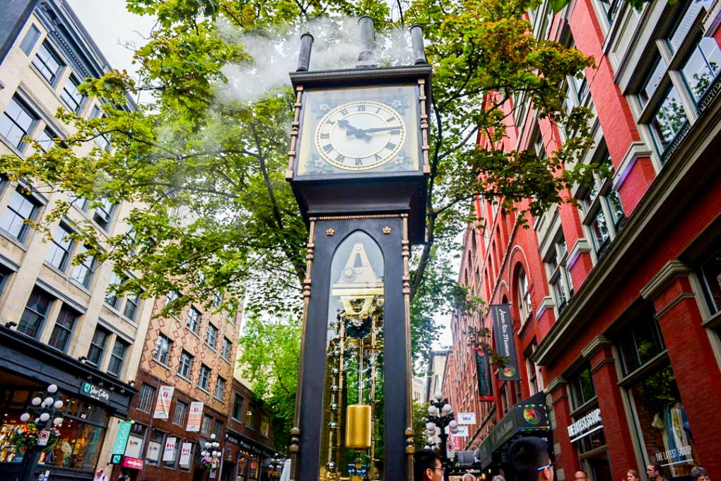 The famous steam clock in Vancouver that we visited on our food tour through Gastown, Vancouver