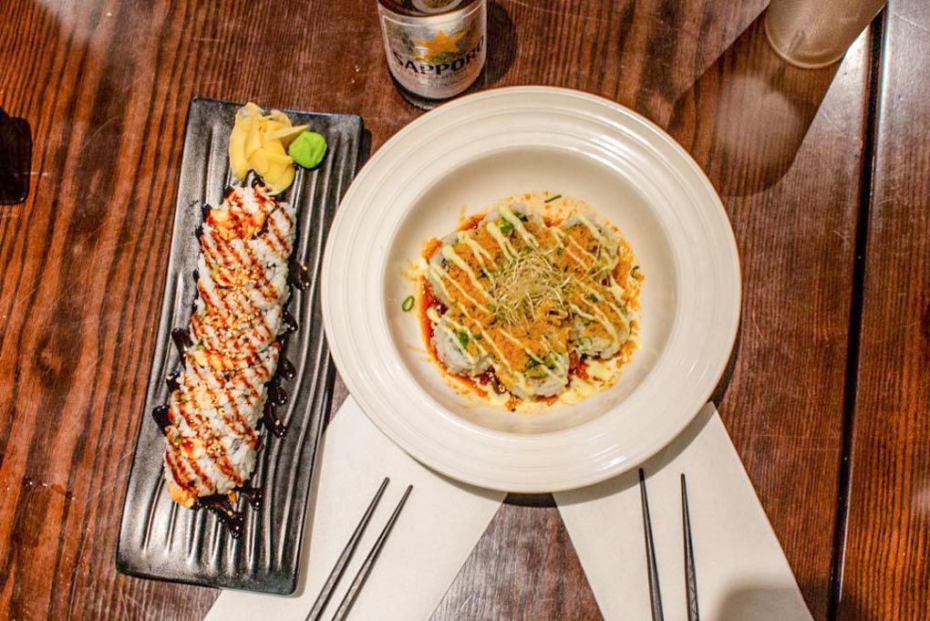 A selection of sushi plated on our table on the Vancouver foodie tour