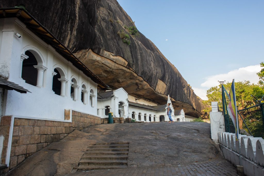 The outside of the Dambulla Rock Temples in Sri Lanka