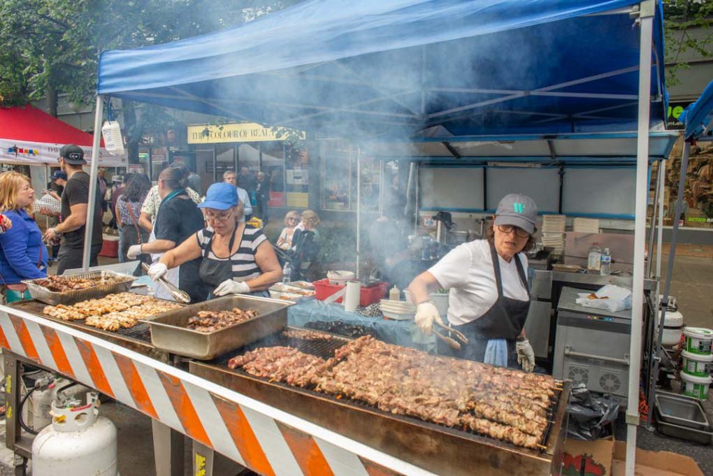 Ladies cook at the The Greek Festival in downtown Vancouver!