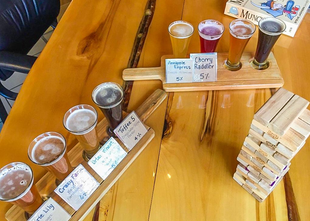 A beer sampler at Prarie Sun Brewery in Saskatoon