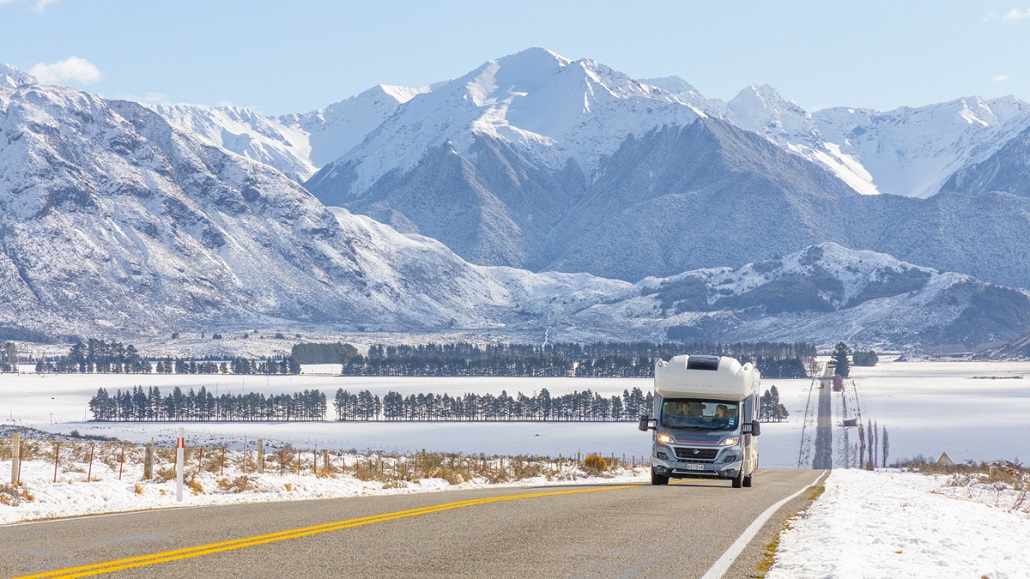 A motorhome drives from Christchurch to Queenstown