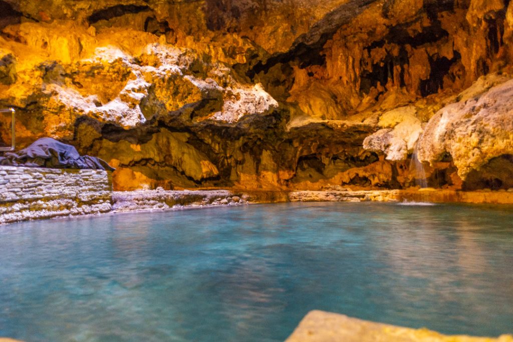 The underground pool at the Cave and Basin historic site in Banff