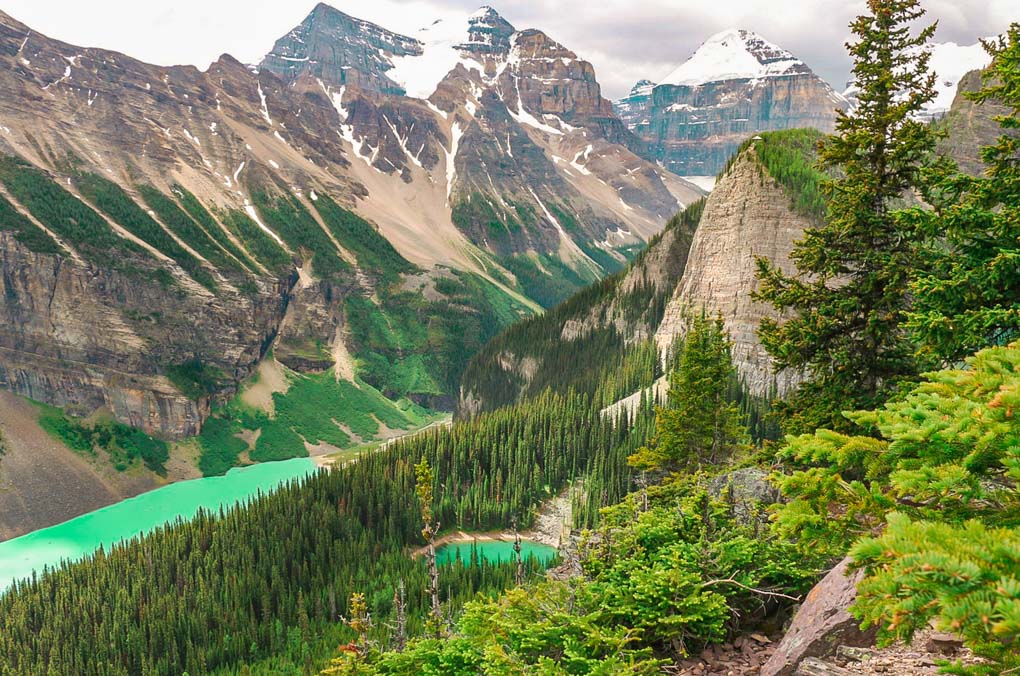 Views of Lake Louise on the Lake Agnes Tea House Trail in Banff National Park