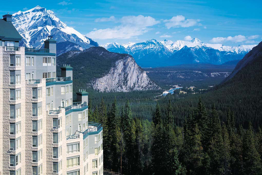 The views of the Rimrock Resort in Banff, Canada