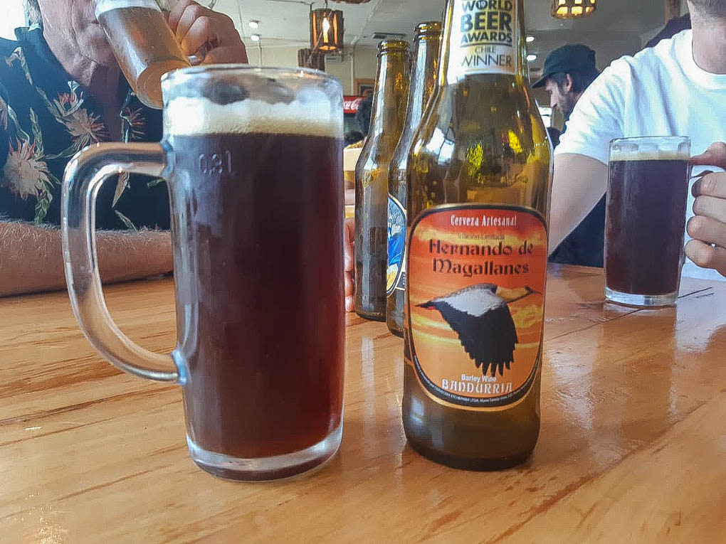 Drinking craft beer in Puerto Natales, Chile