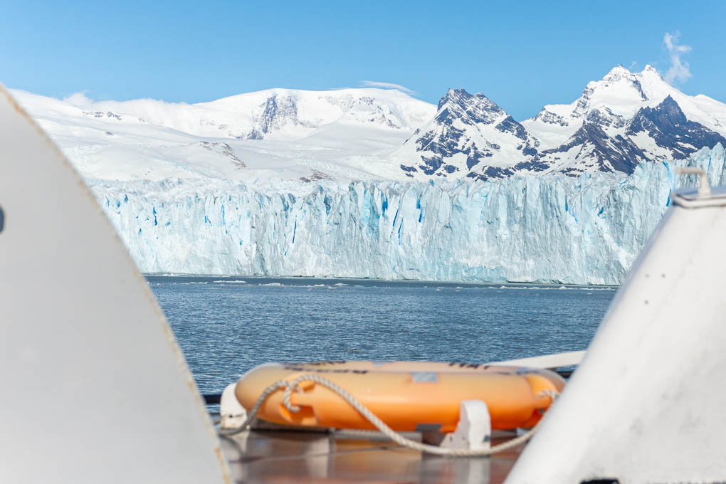 views pof perito moreno glacier from a boat