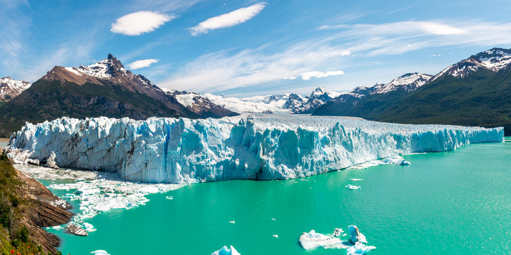 perito Moreno Glacier in Los Glaciares National Park, Argentina. Photo taken from the famous boardwalk and viewpoint in the national park