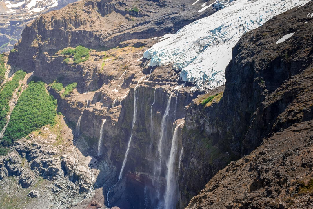 Looking down at the hagning glacier on Cerro Tronador, Bariloche, Argentina