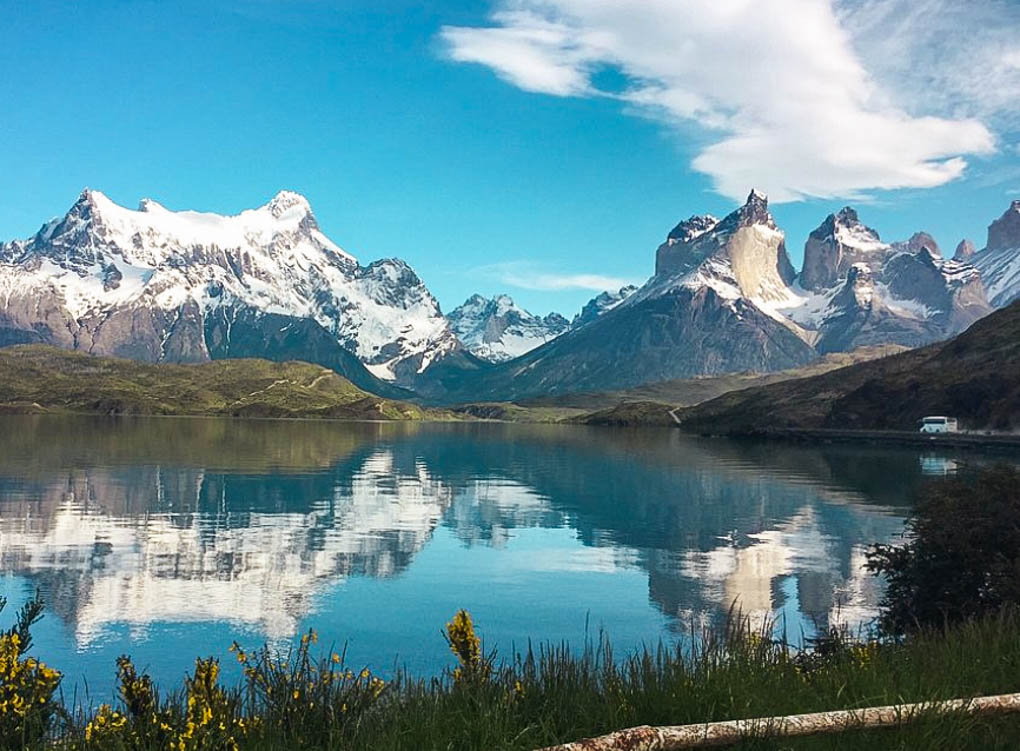 The views from the lake at Pehoe Hosteria