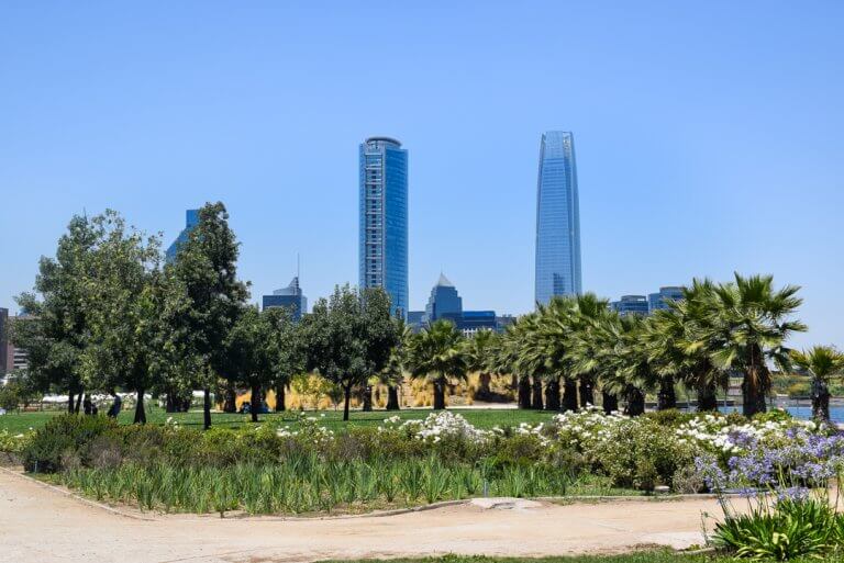 The skyline of Santiago, Chilw